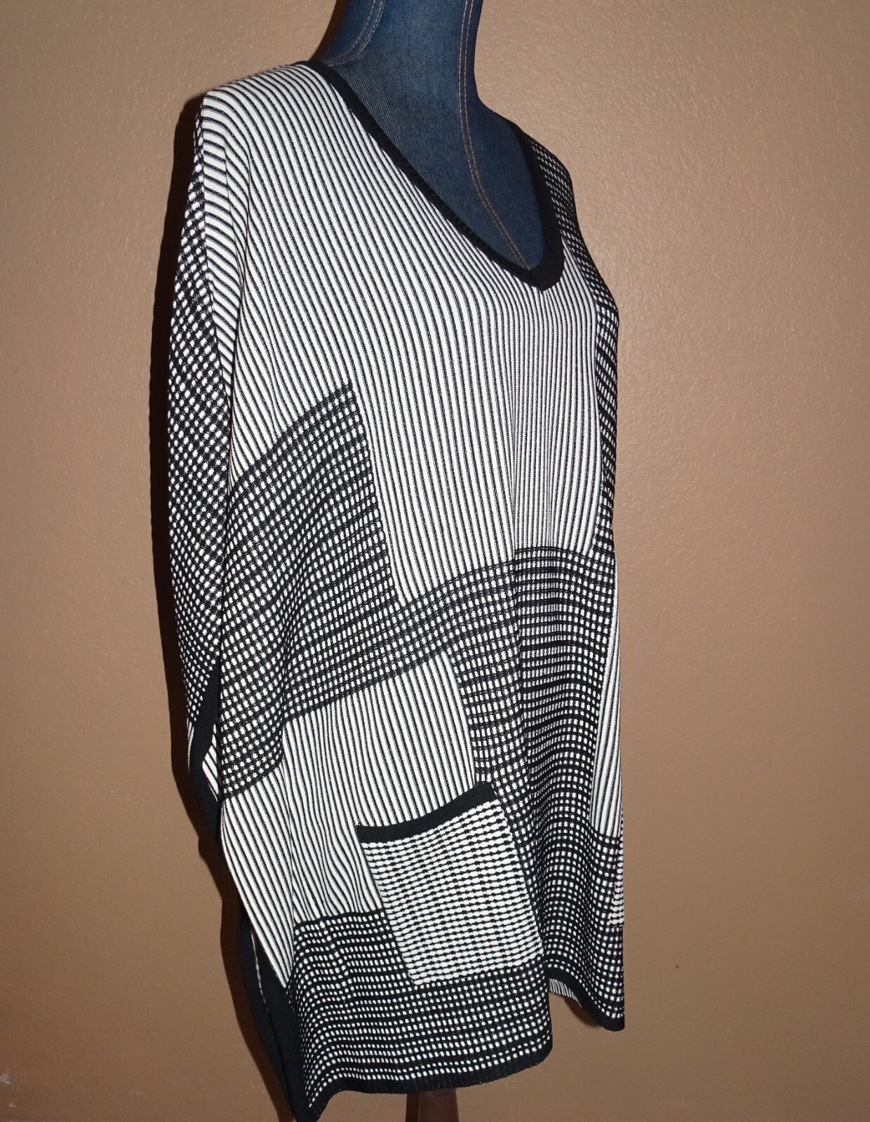 Chico's Tabard Striped Patchwork Poncho Pullover … - image 4