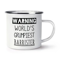 Warnung World's Grumpiest Rechtsanwalt Emaille Becher Tasse Best Toll Gesetz