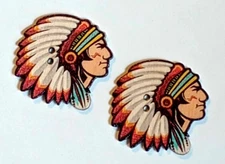 2 Chief Headdress Sewing Buttons Crafting Wood 2 Hole 1 1/8" 