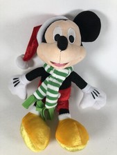 Disney Plush Mickey Mouse Winter Christmas Scarf Santa Hat 8  Just Play Beanie