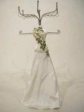 Jewelry Organizer, Ivory Satin Gown Mannequin-Appliqued 