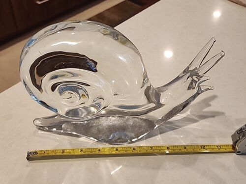Huge 10" Daum France Crystal Art Glass Snail Signed - Picture 5 of 9