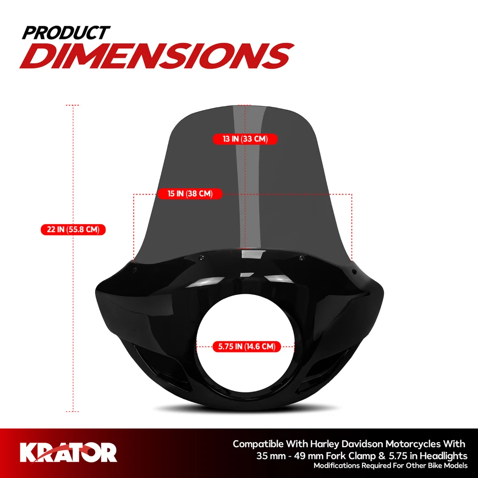 Carenado de humo Krator 22" H para Harley Davidson Sportster 1200 Roadster 2004-2006 Foto 2 de 4