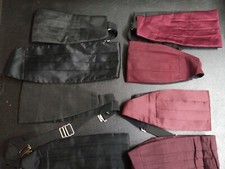 Lot Bundle of 8 Men's Solid Black  Maroon Cumberbund Adjustable 29-36  