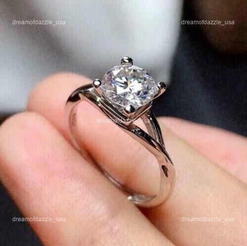 14K Solid White Gold Brilliant Cut April Lab Grown Diamond Ethnic Solitaire Ring - Bild 10 von 18