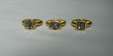 Druzy Stacking Ring 3 Pcs Sz 6 Brass Gray Black Center Wear 1, 2 or All 3 Unused