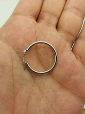14k White Gold High Polish Tube Hoop Earrings 2mm x 25mm