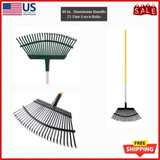True Temper Lawn Rake 48 in Aluminum Handle Lightweight Durable Steel 25-Tine
