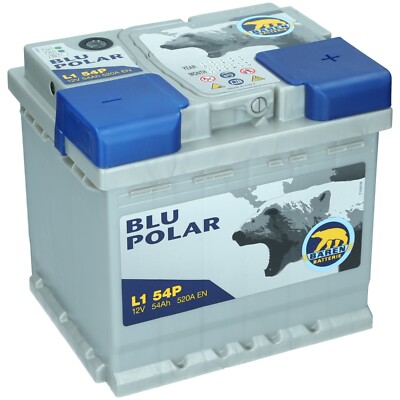 Starterbatterie 12V 54Ah 520A/EN Bären Blu Polar Autobatterie Neu Wartungsfrei