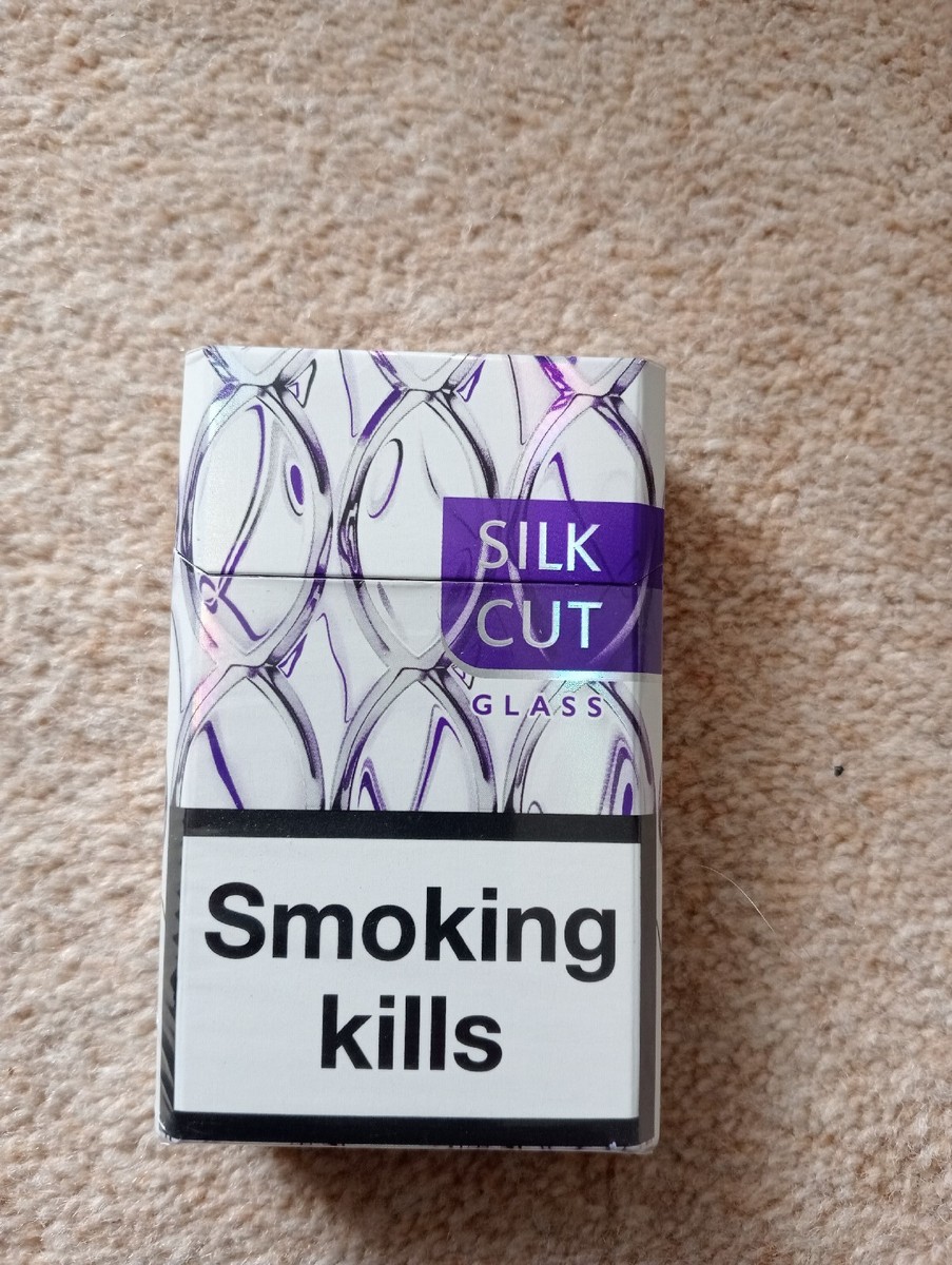purple box cigarettes Benson & Hedges SILK CUT PURPLE GLASS CIGARETTE EMPTY PACKET
