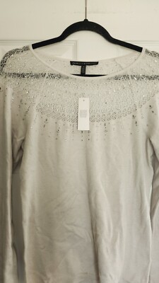 NWT White House Black Market Women's White Long Sleeve Top,size Small