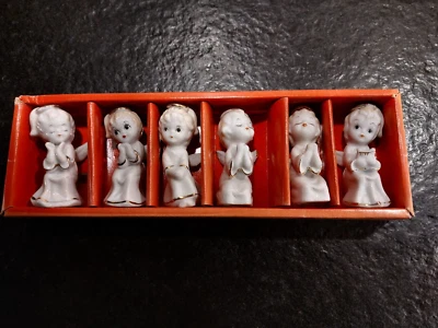 BOITE 6 ANGES CERAMIQUE/PORCELAINE déco table de NOEL, A SUSPENDRE, pour BAPTEME - Photo 1/4