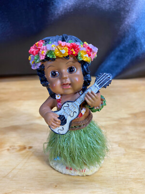 Vintage Aloha Hawaii Nodder Hula Girl Chalkware Dancer Ukulele 