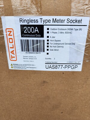 TALON SIEMENS Meter Base, 200A, 1PH, 4 Jaw, UG Service, UAS877-PPGP  Ringless 2X