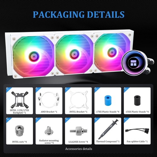360 White ARGB Water Cooling CPU Cooler with 3 Fans – Elegant and Efficient - Picture 8 of 8