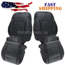 Driver&Passenger Bottom-Top Balck Leather Set Cover For 2015-2019 Subaru Outback