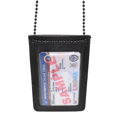 Perfect Fit Double ID Card Holder PIV Access Control w Chain Police EMS Event
