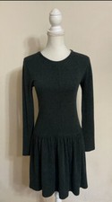 Madewell Hi-Line Wool Blend Knit Sweater Dress Long Sleeve XS Grey Knee Length ❤