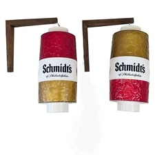 SCHMIDT'S OF PHILADELPHIA BEER LIGHTED SIGN HANGING TEAK MID CENTURY PAIR