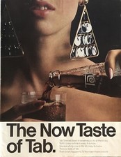1966 Tab Cola Soda PRINT AD 1 Crazy Calorie Bottle Pour The Now Taste VTG 1960s