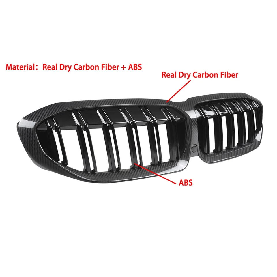 US- For 2019-22 BMW 3-Series G20 G21 330i M340i Front Kidney Grille Carbon Fiber Foto 2 de 4