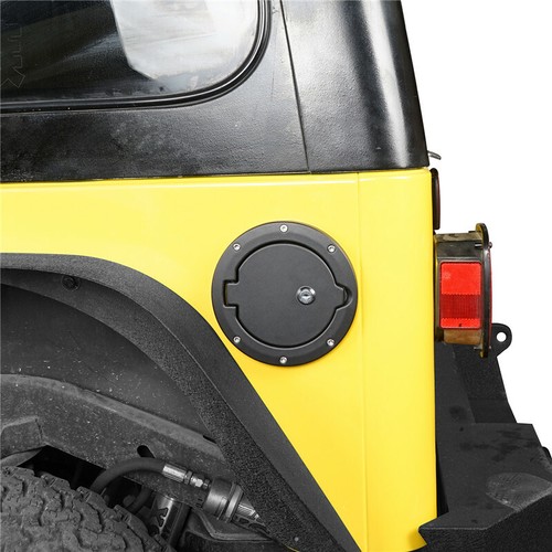 Black Fuel Gas Tank w/ Lock & Key Cap Cover Trim For Jeep Wrangler TJ 1997-2006 - Imagen 2 de 11