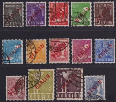 Berlin MiNr. 21-34 Rotaufdruck gestempelt, geprüft BPP [62499 - Bild 1 von 2