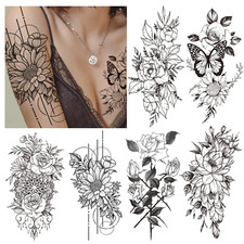 Cerlaza Temporary Tattoos for Women Adults, Fake Flower Tatuajes Temporales Semi