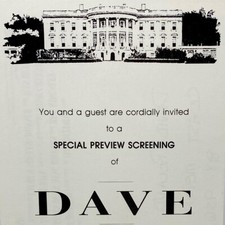 Vintage 1993 Dave Pre-Release Ticket Kevin Kline Sigourney Weaver Frank Langella
