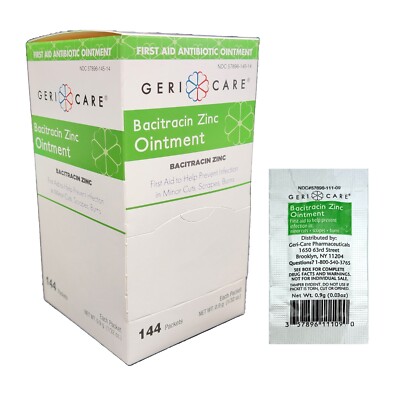 Geri-Care First Aid Antibiotic Bacitracin Zinc 0.9 Gram Individual Packet 144 Ct