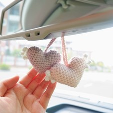 Crochet Heart Wings, Car Mirror Hanging, Cute Car Accessory, Gift