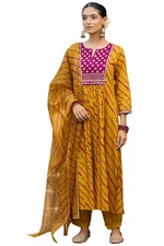 GoSriKi Women's Rayon Blend Straight Printed Kurta with Pant & Dupatta