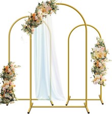 Metal Arch Stand Trio Gold 6FT 5FT 4FT Stable Square Base Outdoor Indoor Decor