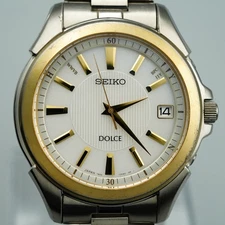 *Exc+5* Vintage 1993 SEIKO DOLCE 7B24-0AG0 Solar Silver Dial 38mm Mens Watch