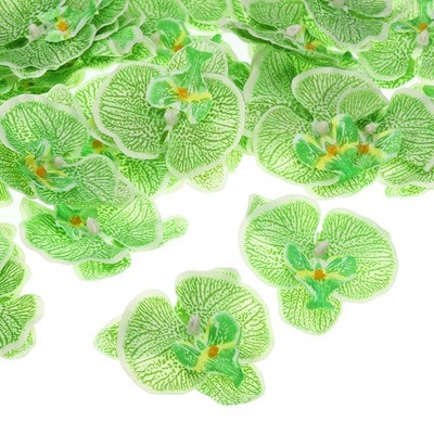 3.5'' Artificial Orchid Flower Heads, 40pcs for Floral Decoration, Green