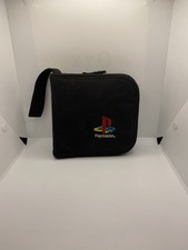Vintage PlayStation Black CD Wallet Case Holder PS1 Logo Zip Pouch Disc Storage