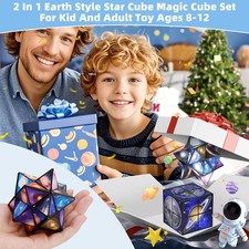 2 In 1 Earth Style Star Cube Magic Cube Set For Kid And Adult Toy Ages 8-12🔥