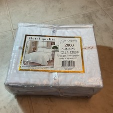 NWT White Hotel Quality 100 Organic Cotton Cal. King Sheets Machine Washable