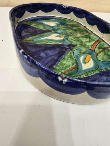 Beautiful Oval Pottery Serving Platter Or Dish With Flowers - Picture 7 of 7