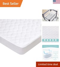 Waterproof Fitted Pack and Play Mattress Protector 39" x 27" - Quilted, Noise...