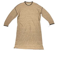 Penelope Rose Midi Knit Sweater Dress Women's 2X Tan & Black Trim Crew Neck NWT