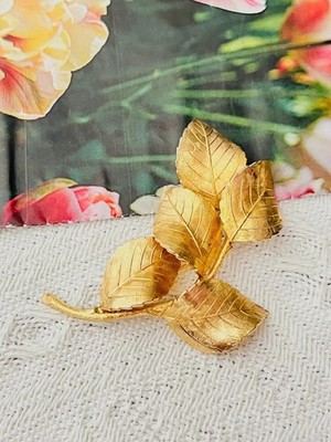 Christian Dior GROSSE 1960 Vintage große 5 Blatt lebendige gelockte gewellte Brosche Gold