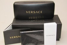 Black VERSACE Hard Sunglasses Clamshell Case w Box Certificate Cloth NEW