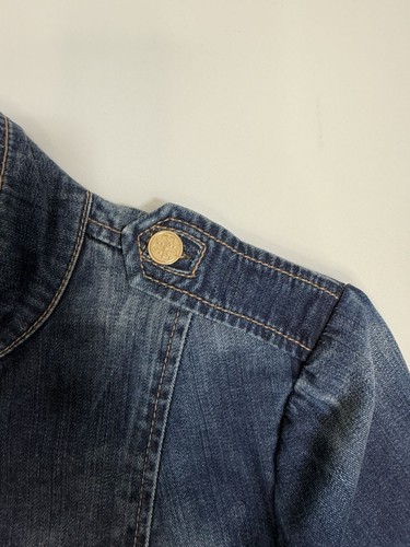 Tory Burch Damen Blau Denim Button Down Military Style Jacke Größe 2 Western - Bild 5 von 7