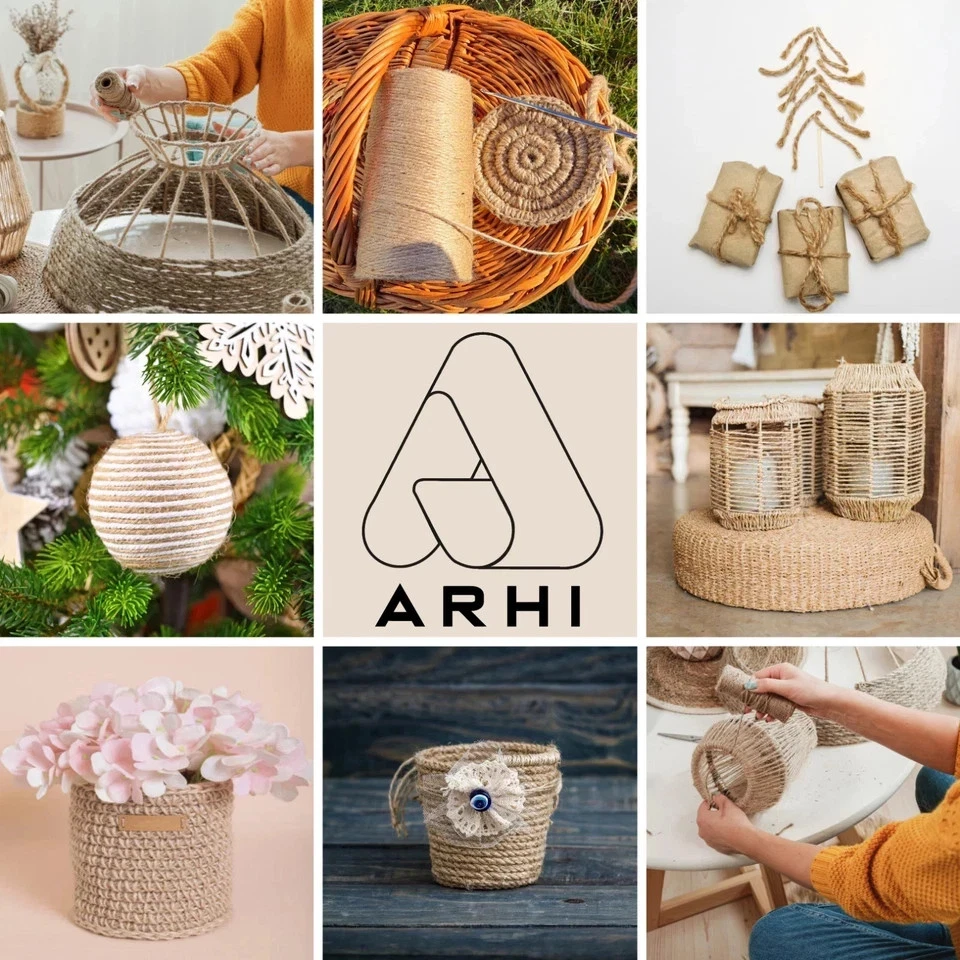 Cuerda de hilo de yute natural ARHI 1000 PIES 3 mm 3 capas para jardinería y embalaje artesanal EE. UU. Foto 3 de 3