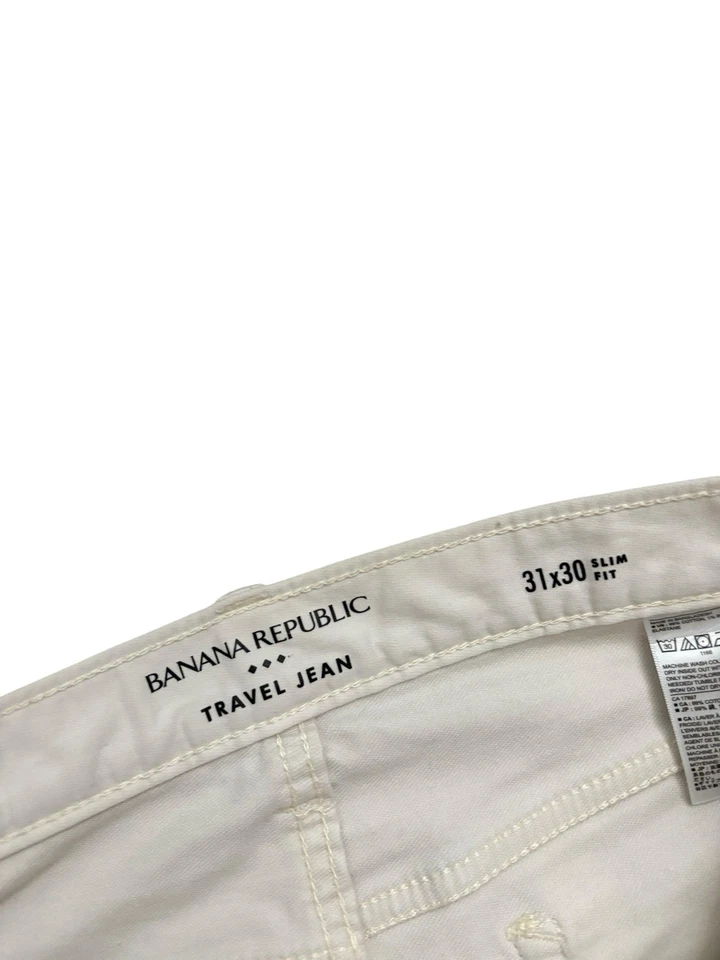 Jeans de viaje Banana Republic para hombre talla 31x29 blanco perla calce ajustado recto Foto 3 de 4