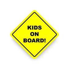 KIDS ON BOARD WARNING SAFETY BUMPER STICKER Yellow Sign Car Vinyl vehicle