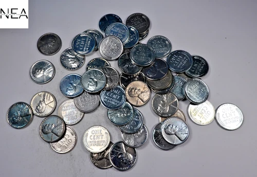 (50) 1943 D+S Steel Lincoln Wheat Penny Cent Roll/Lot ~ Choice/Gem BU ~ ZR45