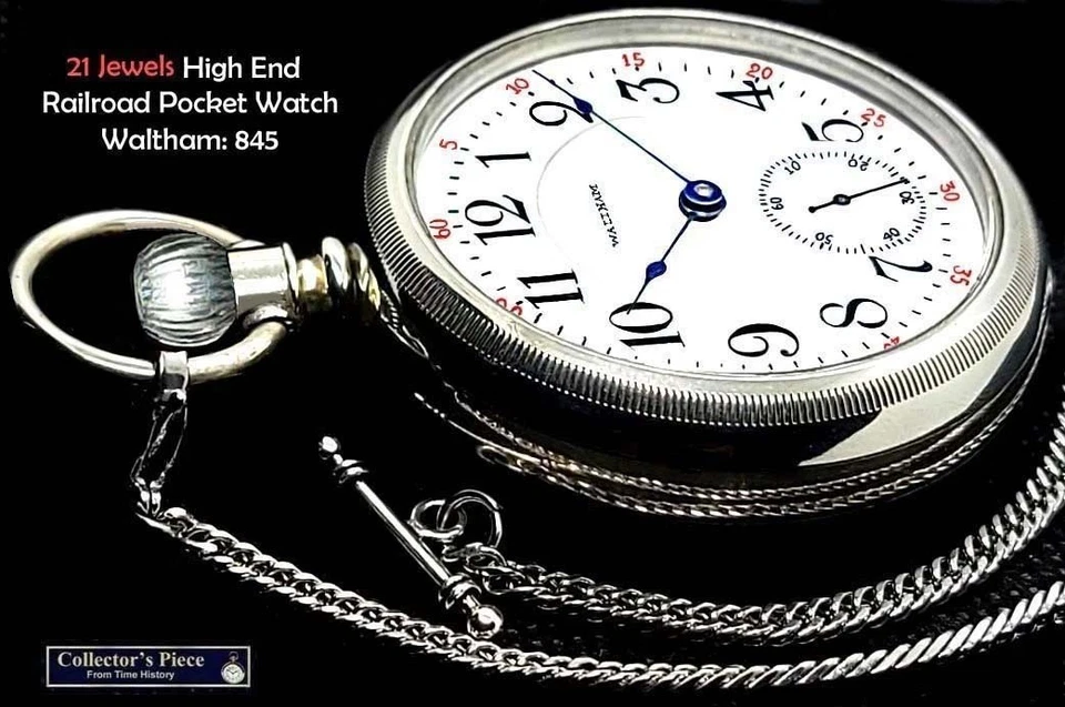 Reloj Bolsillo 21 Joyas Tamaño 18 Gama Vitrina RR Waltham 845. Funcionando Foto 2 de 4