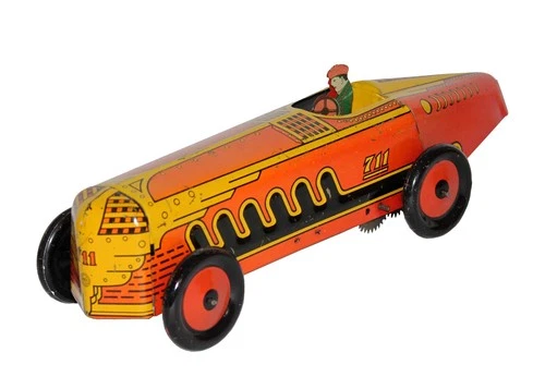 Nice Glossy & Working 1930s Marx Tin Windup 711 Race Car